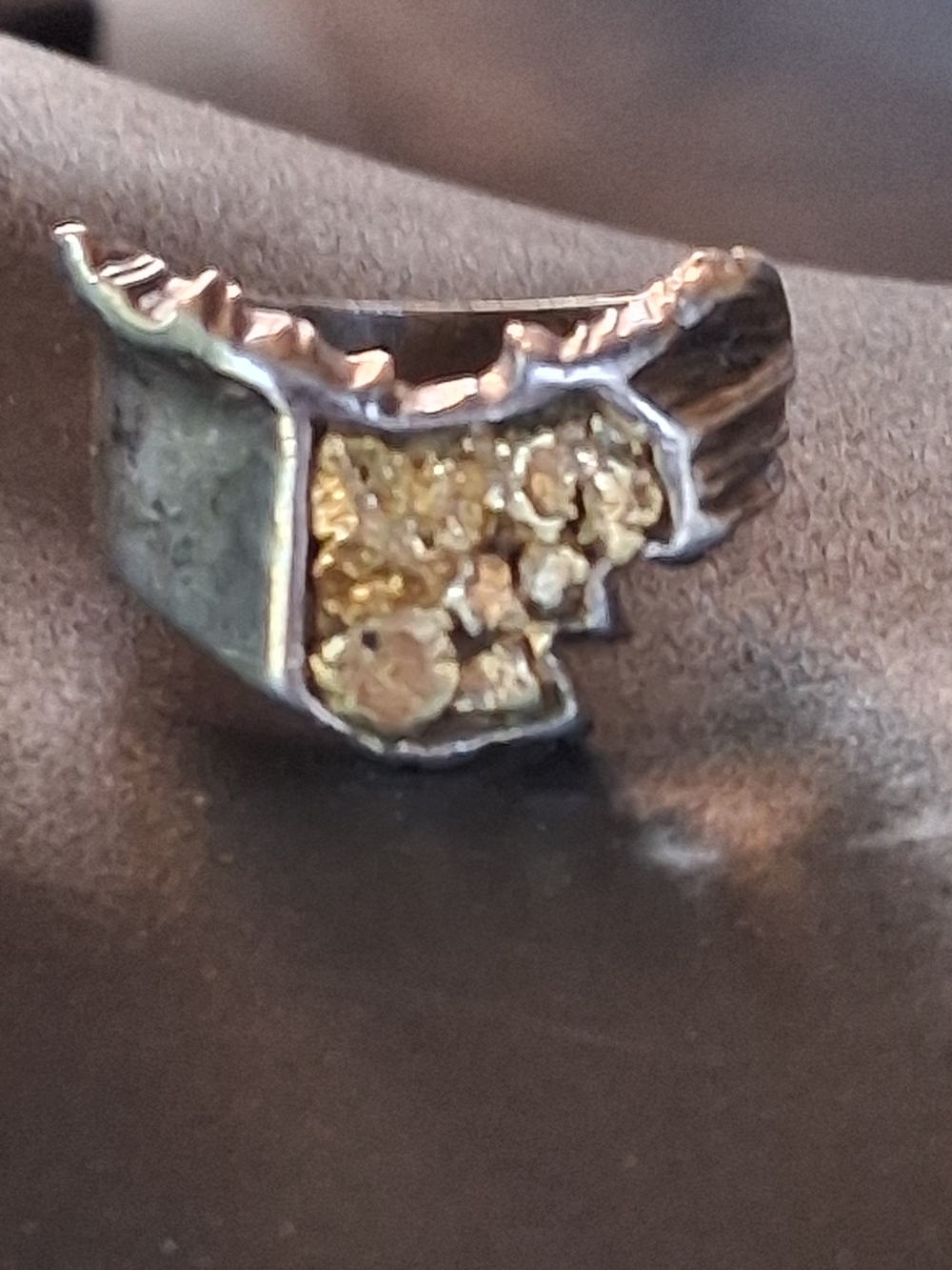 Sterling Silver Gold Nugget Ring Cluster Statement Ring - Women Jewelry Antique